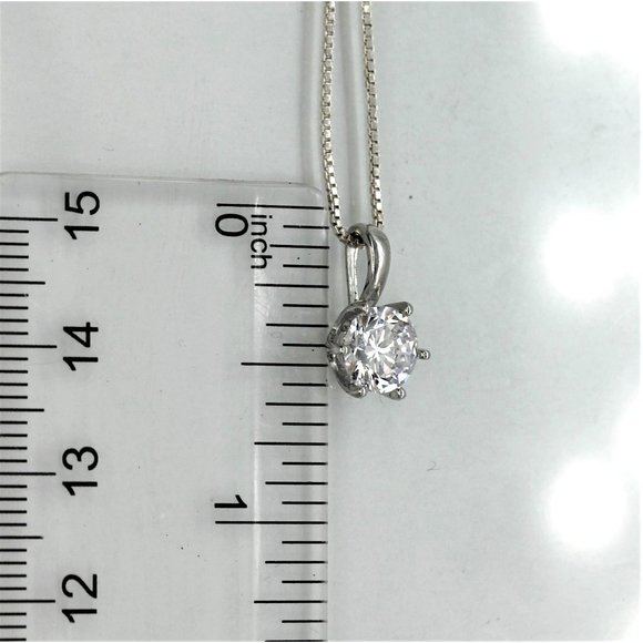 925 STERLING 1 CARAT SOLITAIRE CZ DIAMOND PENDANT/NECKLACE 18" 3.0 GRAMS - Picture 7 of 8